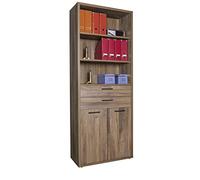 Composad | Libreria Alta della Linea DAVINCI BRERA con 2 Ante, 2 cassetti e 3 Vani, Libreria Scaffale Moderna, (LxAxP) 81,60x217,50x35,70 cm, Colore Noce Brera, Made in Italy