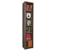 Composad | Libreria Alta della Linea DAVINCI con 1 Anta in Vetro, Libreria Scaffale, Mobile Colonna, (LxAxP) 44x217,50x35,70 cm, Colore Noce, Per Soggiorno, Ufficio, Studio, Made in Italy