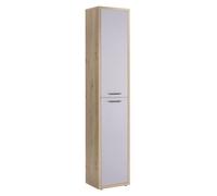 Composad | Libreria Alta della Linea DAVINCI con 2 Ante, Colonna Archivio, Verticale, (LxAxP) 44x217,50x35,70 cm, Rovere Mielato e Grigio Cashmere Laccato, Soggiorno, Studio, Ufficio, Made in Italy