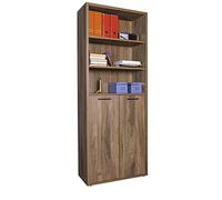 Composad | Libreria Alta della Linea DAVINCI con 2 Ante, e 3 Vani, Libreria Scaffale Moderna, (LxAxP) 81,60x217,5x35,70 cm, Colore Noce Brera, per Studio, Soggiorno, Made in Italy