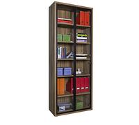 Composad | Libreria Alta della Linea DAVINCI con 2 Ante in Vetro, Libreria Scaffale Moderna, (LxAxP) 81,60x217,50x35,70 cm, Colore Noce, per Studio, Soggiorno, Ufficio, Made in Italy