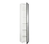 Composad | Libreria Alta della Linea DISEGNO Con 1 Anta in Vetro e 5 Ripiani Regolabili, Scaffale Colonna, (LxAxP) 44x217,50x35,70 cm, Colore Bianco Laccato, Studio, Soggiorno, Made in Italy