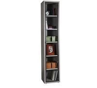 Composad | Libreria Alta della Linea DISEGNO Con 1 Anta in Vetro e 5 Ripiani Regolabili, Scaffale Colonna, (LxAxP) 44x217,50x35,70 cm, Colore Grigio Cemento, Studio, Soggiorno, Made in Italy
