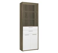 Composad | Libreria Alta della Linea DISEGNO con 2 Ante, 2 cassetti e 3 Vani, Libreria Scaffale Moderna, (LxAxP) 81,60x217,50x35,70 cm, Rovere Sonoma e Bianco Laccato, Ufficio, Made in Italy