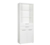 Composad | Libreria Alta della Linea DISEGNO con 2 Ante, 2 cassetti e 3 Vani, Libreria Scaffale Moderna, (LxAxP) 81,60x217,50x35,70 cm, Bianco Laccato, Ufficio, Soggiorno, Studio Made in Italy