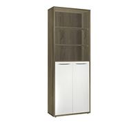 COMPOSAD | Libreria Alta della Linea DISEGNO con 2 Ante e 3 Vani, Libreria Scaffale Moderna, (LxAxP) 81,60x217,50x35,70 cm, Rovere Sonoma e Bianco Laccato, Ufficio, Soggiorno, Made in Italy