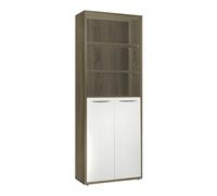 Composad | Libreria Alta della Linea DISEGNO con 2 Ante e 3 Vani, Libreria Scaffale Moderna, (LxAxP) 81,6x217,5x35,7 cm, Rovere Sonoma e Bianco Laccato, Ufficio, Soggiorno, Made in Italy