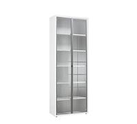 Composad | Libreria Alta della Linea DISEGNO Con 2 Ante in Vetro e 5 Ripiani Regolabili, Libreria Scaffale Moderna, (LxAxP) 81,6x217,5x35,7 cm, Bianco Laccato, Studio, Ufficio, Made in Italy