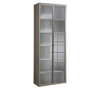 Composad | Libreria Alta della Linea DISEGNO Con 2 Ante in Vetro e 5 Ripiani Regolabili, Libreria Scaffale Moderna, (LxAxP) 81,6x217,5x35,7 cm, Colore Rovere Sonoma, Ufficio, Made in Italy