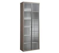 Composad | Libreria Alta della Linea DISEGNO Con 2 Ante in Vetro e 5 Ripiani Regolabili, Libreria Scaffale Moderna, (LxAxP) 81,6x217,5x35,7 cm, Colore Rovere Sonoma, Ufficio, Made in Italy