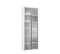 Composad | Libreria Alta della Linea DISEGNO Con 2 Ante in Vetro e 5 Ripiani Regolabili, Libreria Scaffale Moderna, (LxAxP) 81,6x217,5x35,7 cm, Bianco Laccato, Studio, Ufficio, Made in Italy