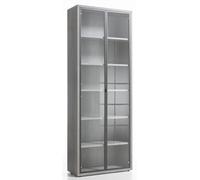 Composad | Libreria Alta della Linea DISEGNO Con 2 Ante in Vetro e 5 Ripiani Regolabili, Libreria Scaffale Moderna, (LxAxP) 81,6x217,5x35,7 cm, Grigio Cemento, Studio, Soggiorno, Made in Italy