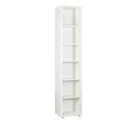 Composad | Libreria Alta della Linea DISEGNO Con 5 Ripiani Regolabili, Libreria Scaffale, Mobile Colonna, (LxAxP) 44x217,50x35,70 cm, Colore Bianco Laccato, Studio, Soggiorno, Ufficio, Made in Italy