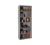 Composad | Libreria Alta della Linea DISEGNO Con 5 Ripiani Regolabili, Libreria Scaffale Moderna, (LxAxP) 81,60x217,5x35,70 cm, Grigio Cemento, Soggiorno, Studio, Ufficio, Made in Italy