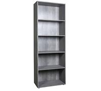 Libreria Moderna 5 Ripiani 4 Mensole regolabili Studio Uffici Cemento 69x35x200h
