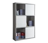 COMPOSAD | Libreria Alta della Linea PRATICO con 3 Ante Scorrevoli, Libreria Moderna Scaffale, (LxAxP) 120x195x35,60 cm, Cemento e Bianco Laccato, Soggiorno, Ufficio, Studio, Made in Italy