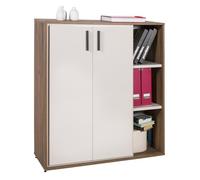 Composad | Libreria bassa con 2 Ante e 3 vani Aperti della Linea LAPIS, Mobile Archivio Ufficio, Moderno, (LxAxP) 102,6x112,4x35,3 cm, Colore Noce Brera e Cashmere, Made In Italy