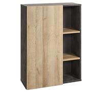Composad | Libreria Bassa della Linea CORE con 1 Anta e 3 vani, Libreria a Scaffale, Moderna, (LxAxP) 80x110,70x35 cm, Colore Rovere e Grigio Tadao, Per Studio, Soggiorno, Made in Italy
