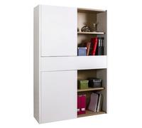 Composad | Libreria della Linea ABILE con 2 Ante Scorrevoli e 1 Cassetto, Libreria Moderna con Ante, per Studio e Ufficio, (LxAxP) 123x180,9x35,4 cm, Bianco Laccato e Rovere Mielato, Made in Italy