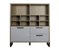 Composad | Libreria della Linea LAFABRICA con 2 Cassetti, 1 Anta e 10 Vani, Libreria Moderna stile Industrial, (LxAxP) 131,60x147,20x35 cm, Rovere Oak Mielato e Grigio Laccato, Made in Italy