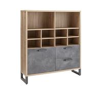 Composad | Libreria della Linea LAFABRICA con 2 Cassetti, 1 Anta e 10 Vani, Libreria Moderna stile Industrial, (LxAxP) 131,60x147,20x35 cm, Colore Rovere Oak Mielato e Grigio Tadao, Made in Italy