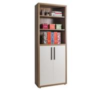 Composad | Libreria della Linea RILEGA con 6 Vani e 2 Ante Moderna per Ufficio e Studio, Mobile Archivio con Ripiani, (LxAxP) 82,1x216,8x35,5 cm, Noce Brera e Grigio Cashmere TopMatt, Made in Italy