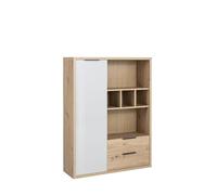 Composad | Libreria della Linea VELATA con 1 Anta, 2 Cassetti e 5 Vani, Mobile Contenitore, Archivio, (LxAxP) 109,9x145,4x35,3 cm, Rovere Oak Mielato e Grigio Laccato, Made in Italy