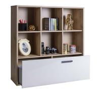 Composad | Libreria MiPiace con 6 Vani e 1 Cassetto per Cameretta, Mobile Contenitore Salvaspazio, (LxAxP) 119,3x120,3x35,7 cm, Rovere Mielato e Grigio Cashmere Laccato, Made In Italy