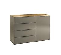 Composad | Madia della Linea GALAVERNA con 1 Anta e 4 Cassetti, Mobile Ingresso Moderno, Base Multiuso, (LxAxP) 120x80,9x44,4 cm, Grigio Titanio Laccato, Rovere Mielato, Made in Italy