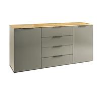 Composad | Madia della Linea GALAVERNA con 2 Ante e 4 Cassetti, Mobile Moderno Multiuso, Soggiorno o Ingresso, (LxAxP) 170,9x80,9x44,4 cm, Grigio Titanio Laccato, Rovere Mielato, Made in Italy