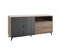 Composad | Madia della Linea INFINITO con 2 Ante, 2 Cassetti e 1 Vano con Luce LED, Madia Moderna, Mobile Soggiorno, Credenza, (LxAxP) 179,2x85x42,9 cm, Noce brera e Grigio Titanio, Made in Italy