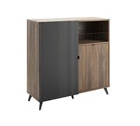 Composad | Madia della Linea INFINITO con 2 Ante e 1 Vano con Led, Mobile Soggiorno Moderno, Credenza, Mobile Contenitore, (LxAxP) 120,4x121,1x42,9 cm, Noce brera e Grigio Titanio, Made in Italy