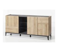 Composad | Madia della Linea VITTORIA con 3 Ante 1 Vano e 2 Ripiani, Credenza Soggiorno, Madia Moderna, Mobile Ingresso, (LxAxP) 180x84x45 cm, Colore Rovere e Grigio Tadao, Made in Italy