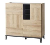 COMPOSAD | Madia della Linea VITTORIA con 3 Ante e 1 Vano, Credenza Soggiorno, Madia Moderna, Mobile Ingresso, (LxAxP) 120x120x45 cm, Colore Rovere e Grigio Tadao, Made in Italy