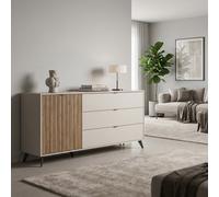 COMPOSAD Madia Moderna 1 Anta 3 Cassetti 183x41x83 cm Cashmere Cannettato Ilago
