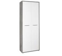 Composad | Mobile Armadio della Linea DISEGNO con 2 Ante, Mobile Contenitore Archivio, (LxAxP) 81,60x217,50x35,70 cm, Colore Cemento e Bianco Laccato, per Studio, Ufficio, Made in Italy