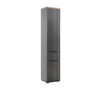 Composad | Mobile Colonna Bagno della Linea MUNDI con 2 Ante e 1 Cassetto, Armadietto Bagno, Multiuso, (LxAxP) 39,6x192,3x35 cm, Grigio Titanio Laccato e Rovere Mielato, Made in italy