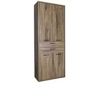 Composad | Mobile Contenitore della Linea DAVINCI BRERA con 2 Cassetti e 4 Ante, Libreria, Mobile Archivio Portadocumenti, (LxAxP) 81,60x217,50x35,7 cm, Colore Noce, Made in Italy