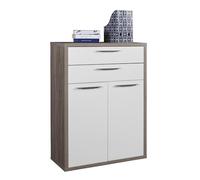 Composad | Mobile Contenitore della Linea DISEGNO con 2 Ante e 2 Cassetti, Armadietto Porta documenti da Archivio, (LxAxP) 81,60x112x35,70 cm, Rovere Sonoma e Bianco Laccato, Made in Italy