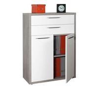 Composad | Mobile Contenitore della Linea DISEGNO con 2 Ante e 2 Cassetti, Armadietto Portadocumenti, Mobiletto da Archivio, (LxAxP) 81,6x112x35,7 cm, Cemento e Bianco Laccato, Made in Italy