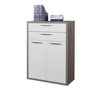 Composad | Mobile Contenitore della Linea DISEGNO con 2 Ante e 2 Cassetti, Portadocumenti, Mobiletto da Archivio, (LxAxP) 81,6x112x35,7 cm, Rovere Mielato e Grigio Cashmere Laccato, Made in Italy