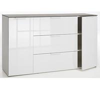 Composad | Mobile Contenitore della Linea GALAVERNA con 3 Cassetti e 2 Ante, Mobile Ingresso Archivio, Madia Bianca, (LxAxP) 159,9x93,5x45 cm, Cemento e Bianco Laccato, Made in Italy
