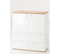 Composad | Mobile Contenitore della Linea GLOBO con 2 Cassetti e 2 Ante, Mobile Salvaspazio, Cassettiera Cameretta, (LxAxP) 90x100x45 cm, Colore Rovere e Bianco Laccato, Made in Italy