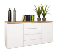 Composad | Mobile Contenitore della Linea MUNDI con 2 Ante e 4 Cassetti, Scarpiera da Ingresso, Madia, (LxAxP) 170,90x82,60x44,40 cm, Rovere Mielato e Bianco Laccato, Made in Italy