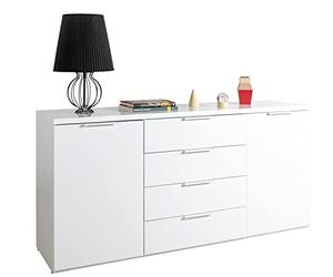 Composad | Mobile Contenitore della Linea MUNDI con 2 Ante e 4 Cassetti, Scarpiera da Ingresso, Madia, (LxAxP) 170,90x82,60x44,40 cm, Colore Bianco Laccato, Made in Italy