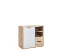 Composad | Mobile Multiuso della Linea VELATA con 1 Anta, 2 Cassetti e 2 Vani, Archivio, Mobile Ufficio, (LxAxP) 91,3x85,8x44,4 cm, Rovere Oak Mielato e Grigio Laccato, Made in Italy