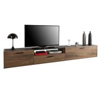 Composad | Mobile Porta Tv della Linea Davinci Brera con 1 Anta, 2 Ribalte e 1 Vano Aperto, Base Porta Tv, Soggiorno Contenitore, (LxAxP): 274x29.2x40,3 cm, Noce Brera e Nero Chalet, Made In Italy