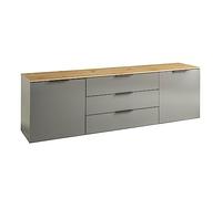 Composad | Mobile Porta TV della Linea GALAVERNA con 2 Ante e 3 Cassetti, Base Multiuso, Moderna, Soggiorno, (LxAxP) 200x61x44,5 cm, Grigio Titanio Laccato, Rovere Mielato, Made in Italy
