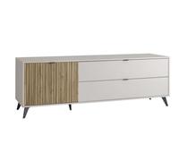 Composad | Mobile Porta TV della Linea ILAGO con 1 Anta e 2 Cassetti, Base Tv, Mobile Soggiorno, Mobile Contenitore (LxAxP): 40,7x60,8x182,8 cm, Grigio Cashmere Topmatt e Strippedwood