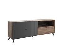 Composad | Mobile porta TV della Linea INFINITO con 2 Ante, 1 Cassetto e 1 Vano, Base Multiuso, (LxAxP) 179,2x64,6x42,9 cm, Grigio Titanio Laccato e Noce Brera, Made in Italy